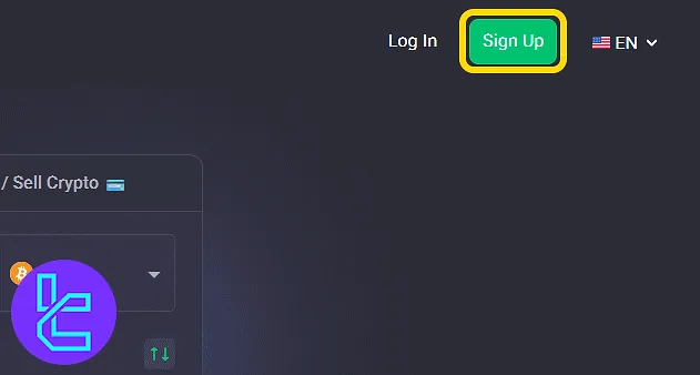 ChangeNOW homepage with access to account creation