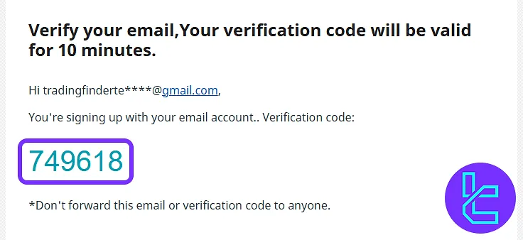 Bitget email message with 6-digit account verification code to proceed with the sign-up
