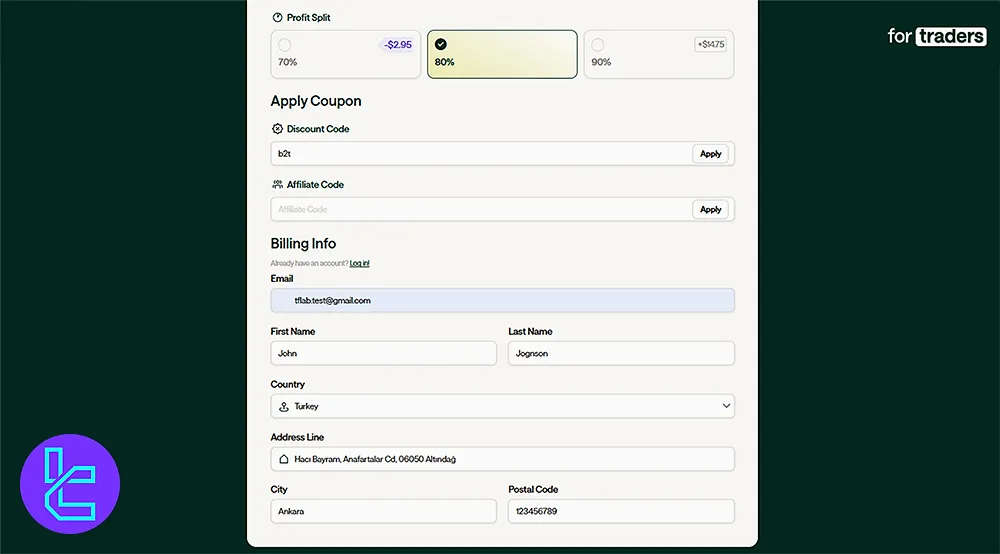 For Traders kayıt formunu