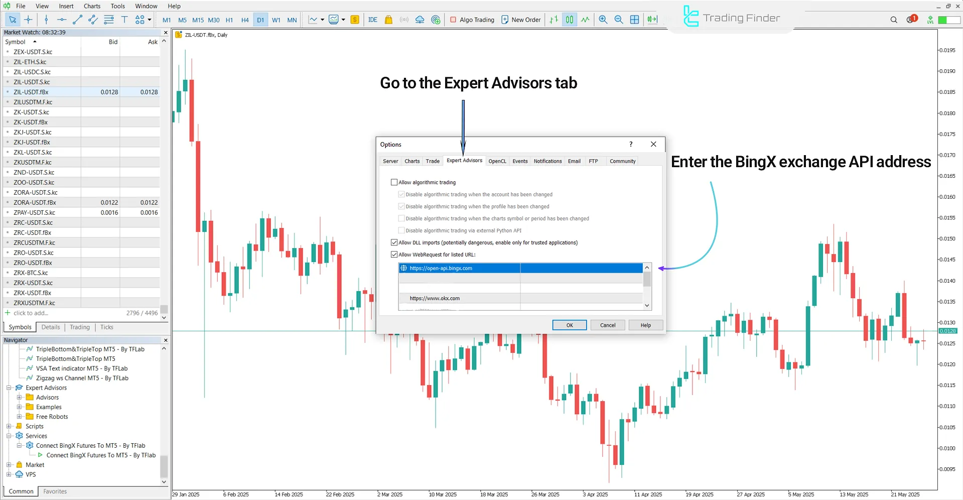 WebRequest Activation Steps for the BingX Futures Expert Advisor