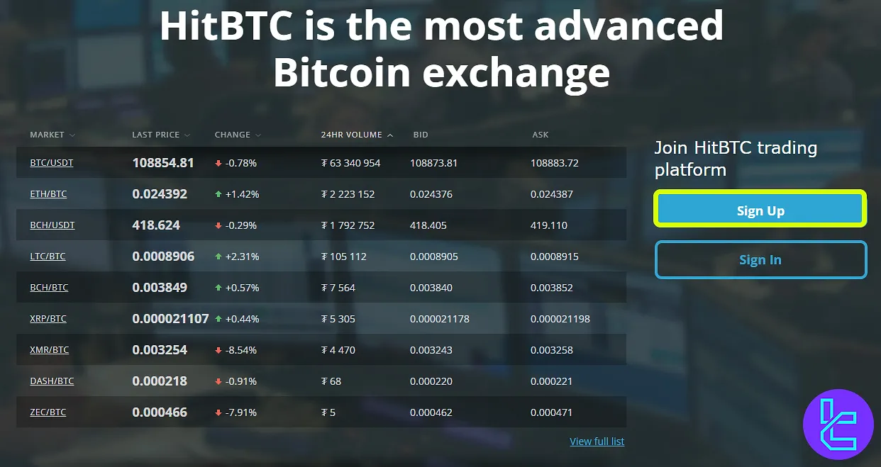 HitBTC registration