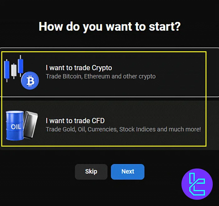 PrimeXBT Trading Account Mode