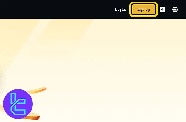 "Sign Up" button on the Bitrue homepage interface