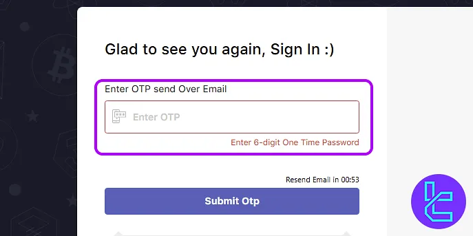 Email verification step in Flitpay signup