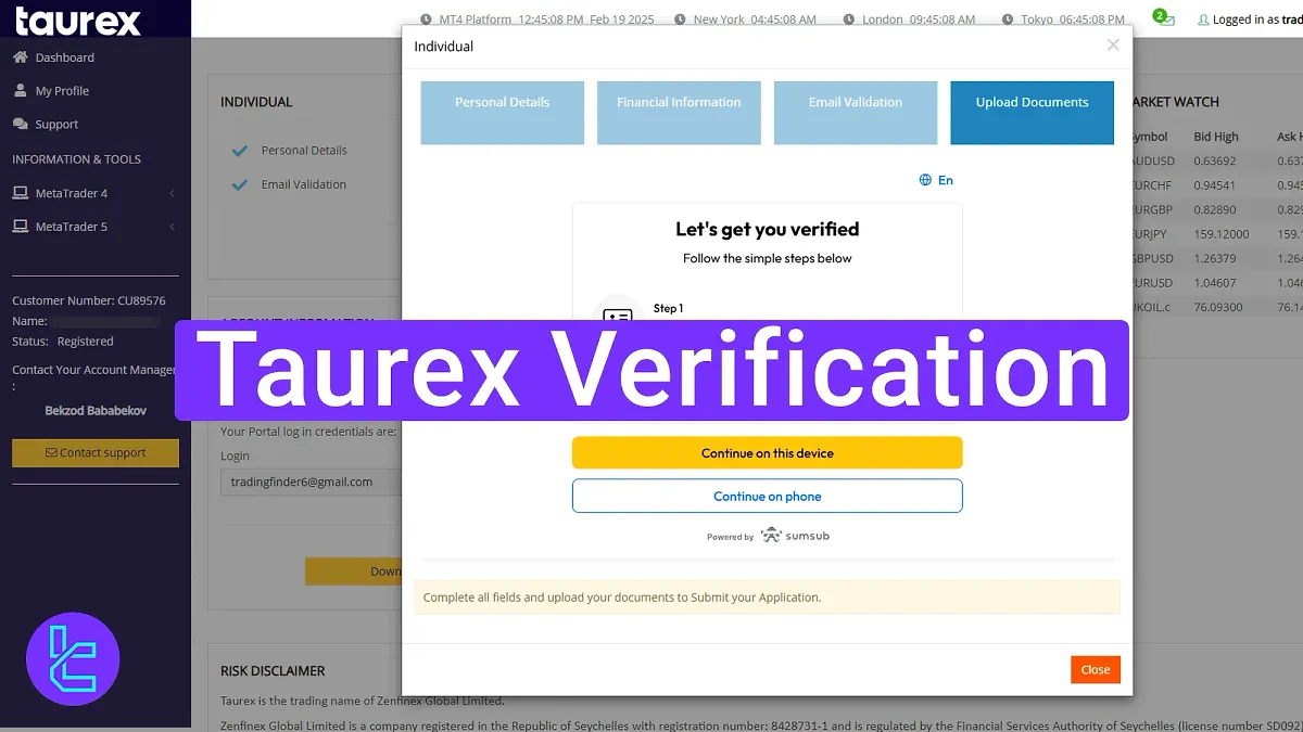 Taurex Verification 2025 [4-Step POI and POA Document Upload]