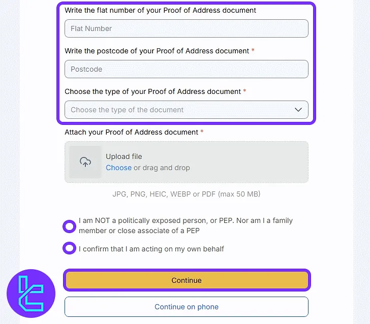 WhiteBIT KYC address confirmation document upload
