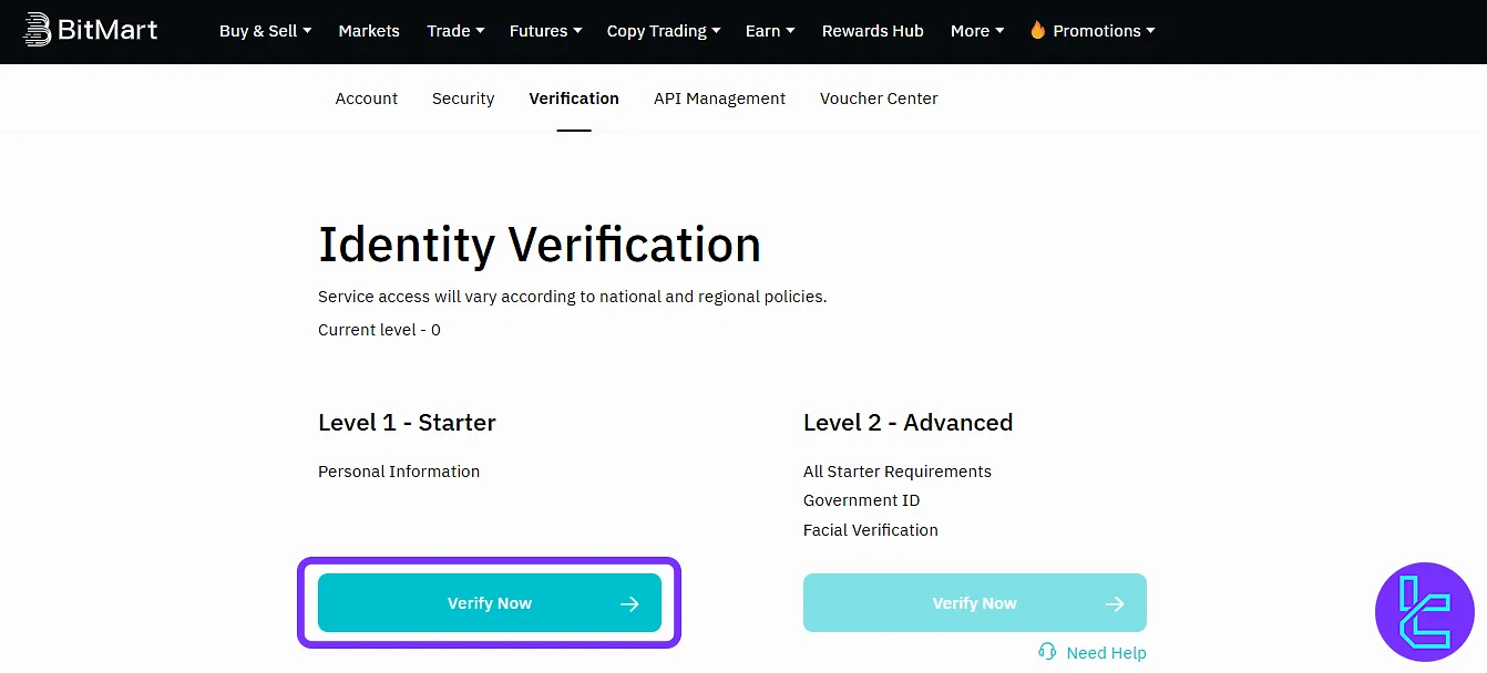 BitMart identity verification