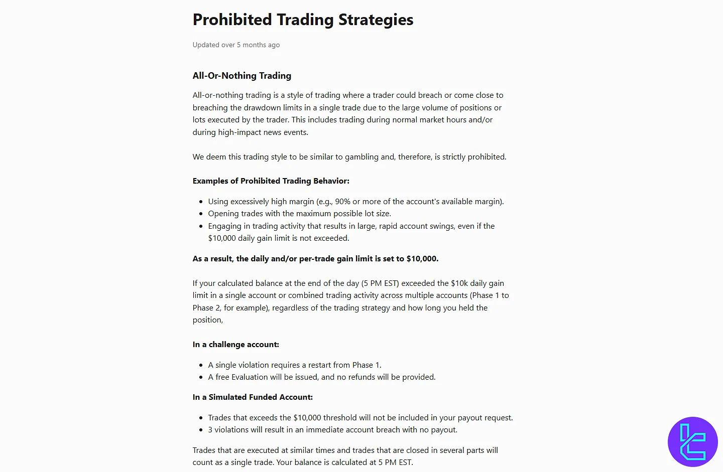 Lark Funding prohibited strategies rules