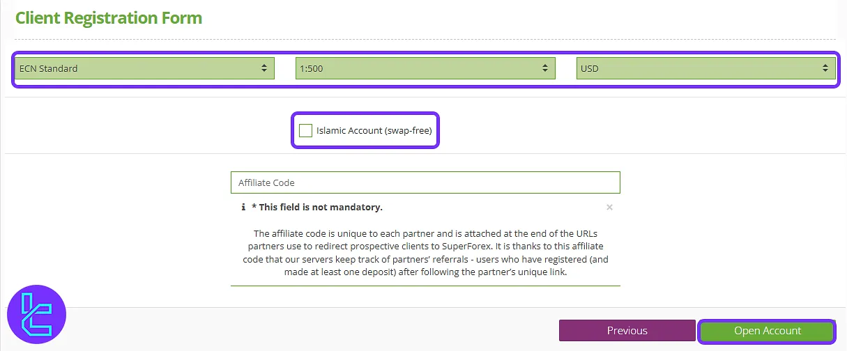 SuperForex Sign Up Process