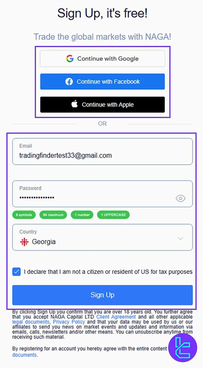 Naga Sign Up Form