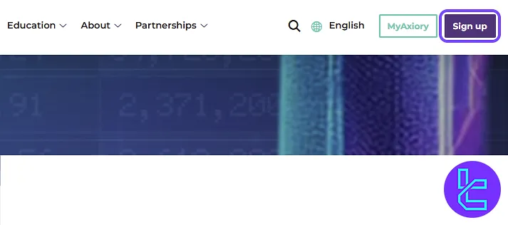 Axiory sign-up on official website