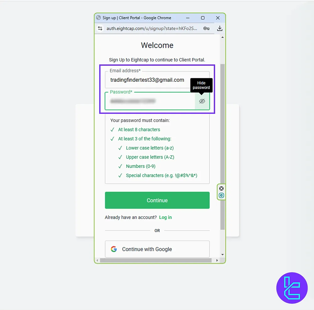 Eightcap Registration Form