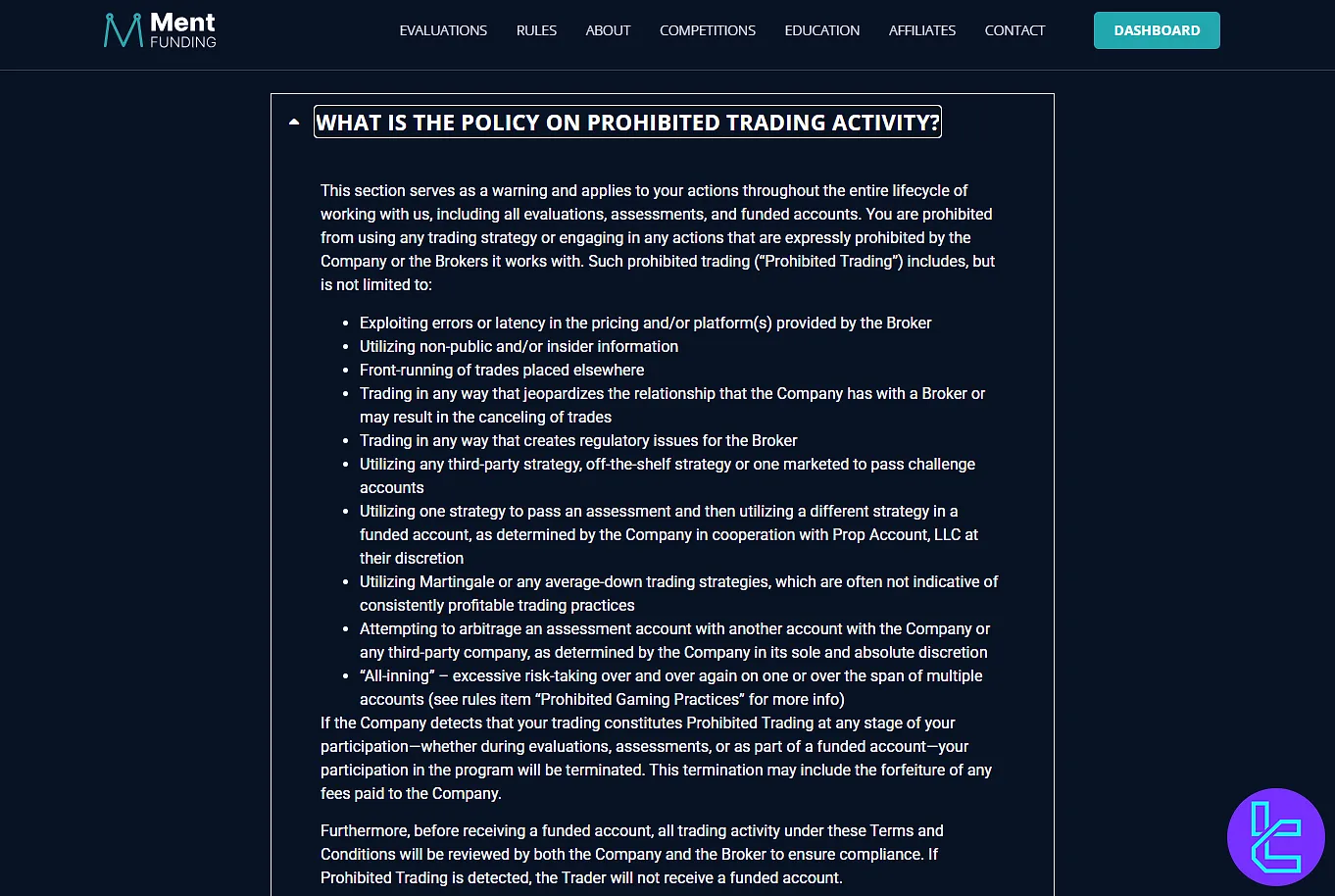 Ment Funding rules