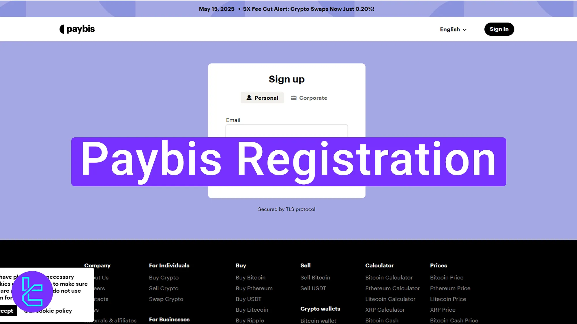 Paybis account creation tutorial using an email and a phone number