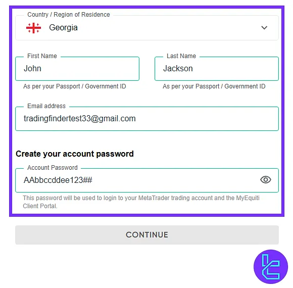 Equiti Registration Form