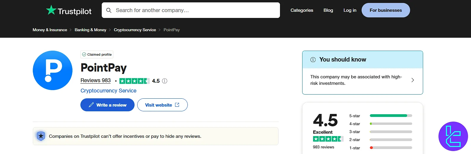 PointPay Trustpilot