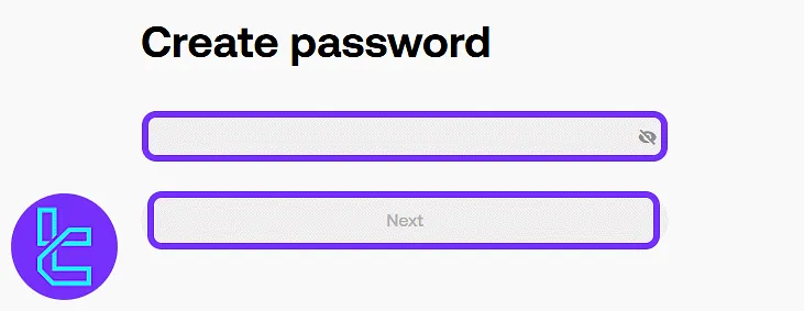 Password setup screen for securing the OKX account during the sign-up