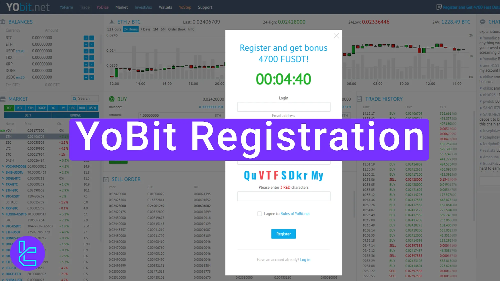 Tutorial for new users to begin the YoBit account setup process