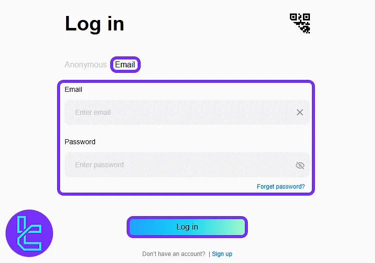 UZX login page with email and password fields selected after signing up