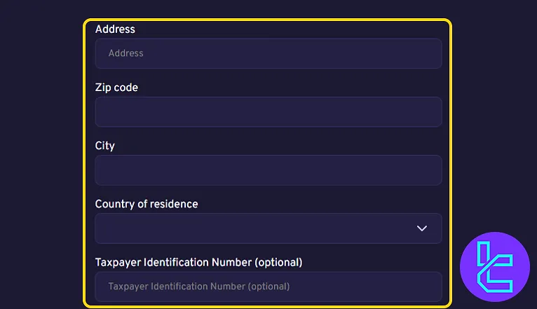 Manual address entry form in Paymium sign-up