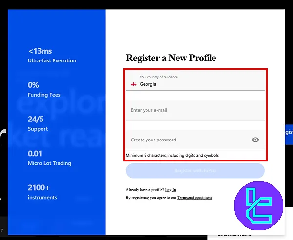 FxPro Registration Form