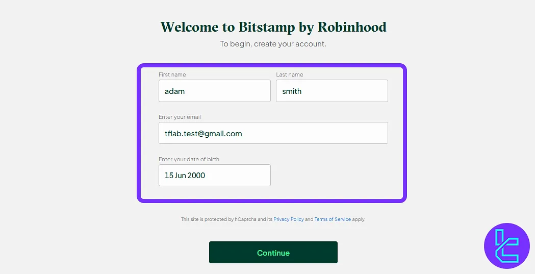 Bitstamp registration