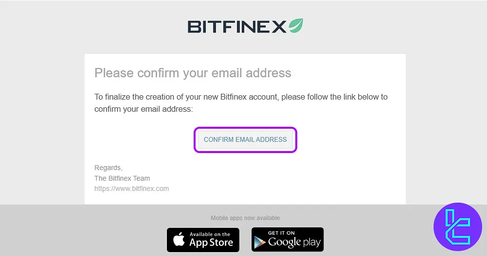 Bitfinex account setup Verification email