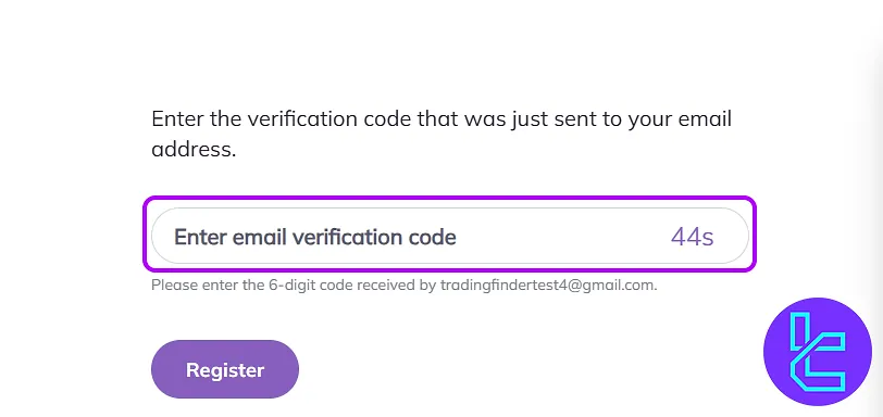 Email verification code for AscendEX account setup