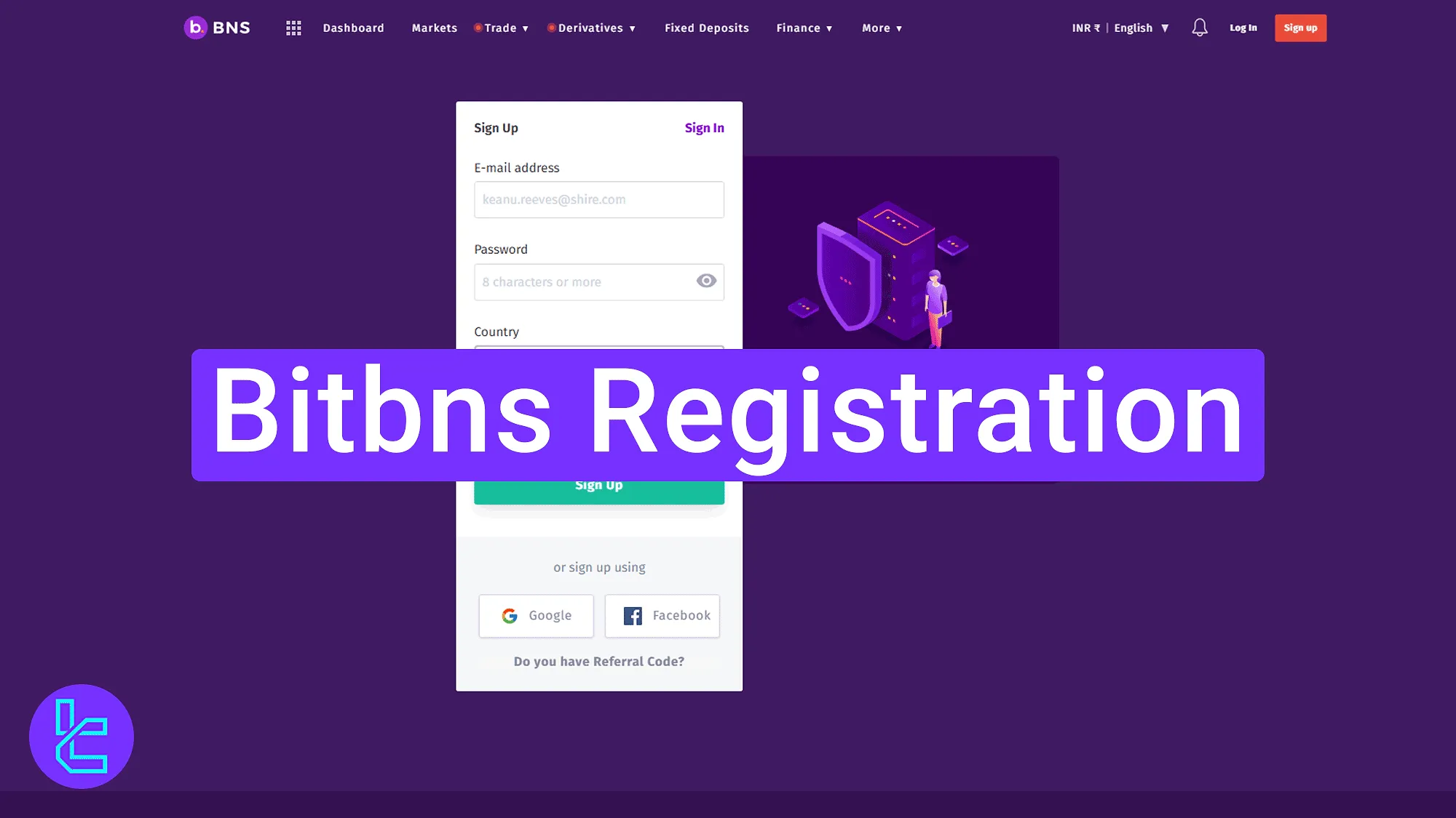 Bitbns account creation tutorial with email entry and manual sign-up option
