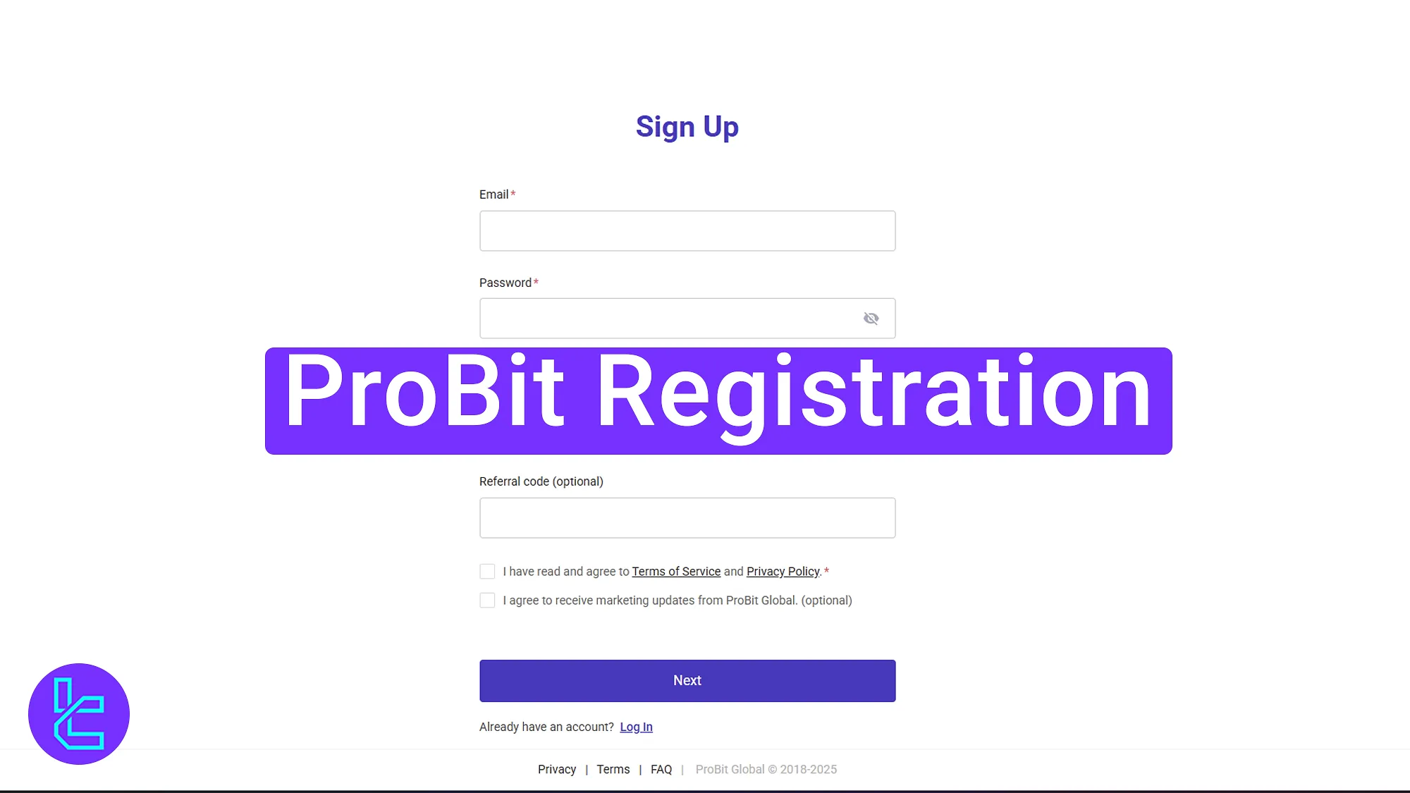 ProBit signup process