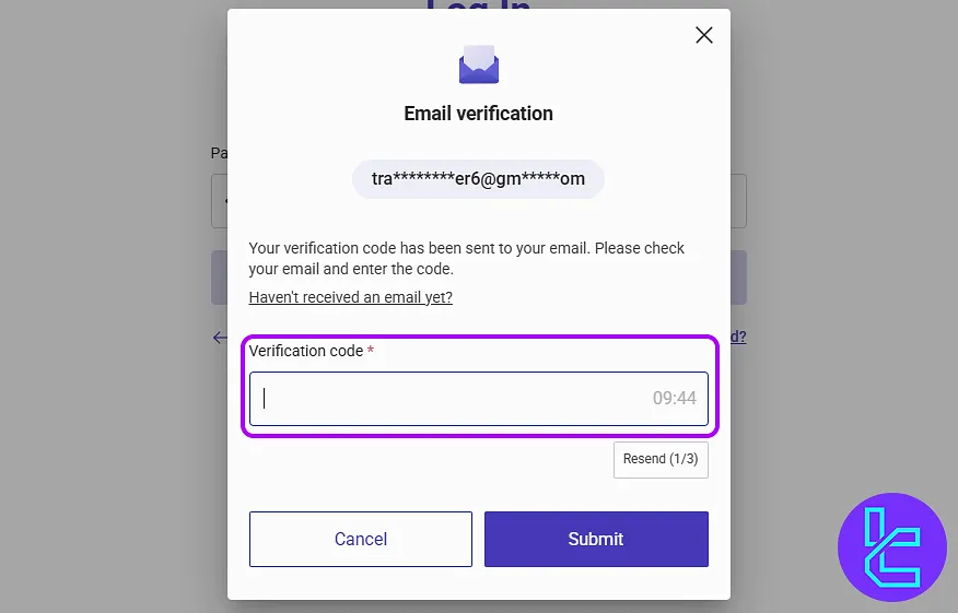 Login email verification code in ProBit signup