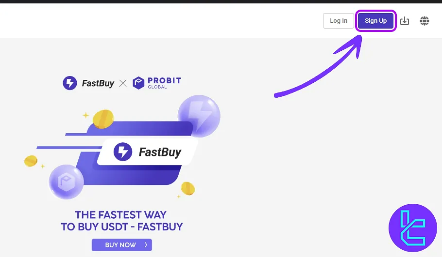 Navigating to exchange official homepage for ProBit signup