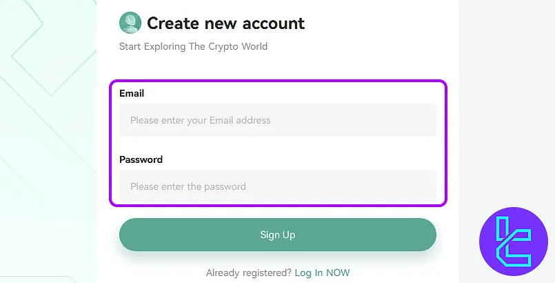 CoinEx signup homepage