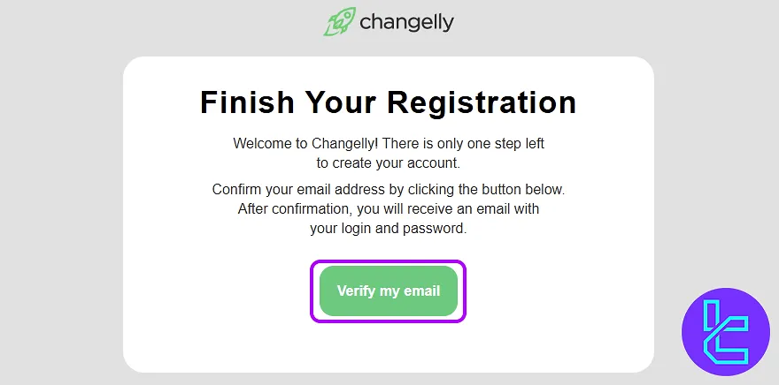 Email verification step of Changelly signup