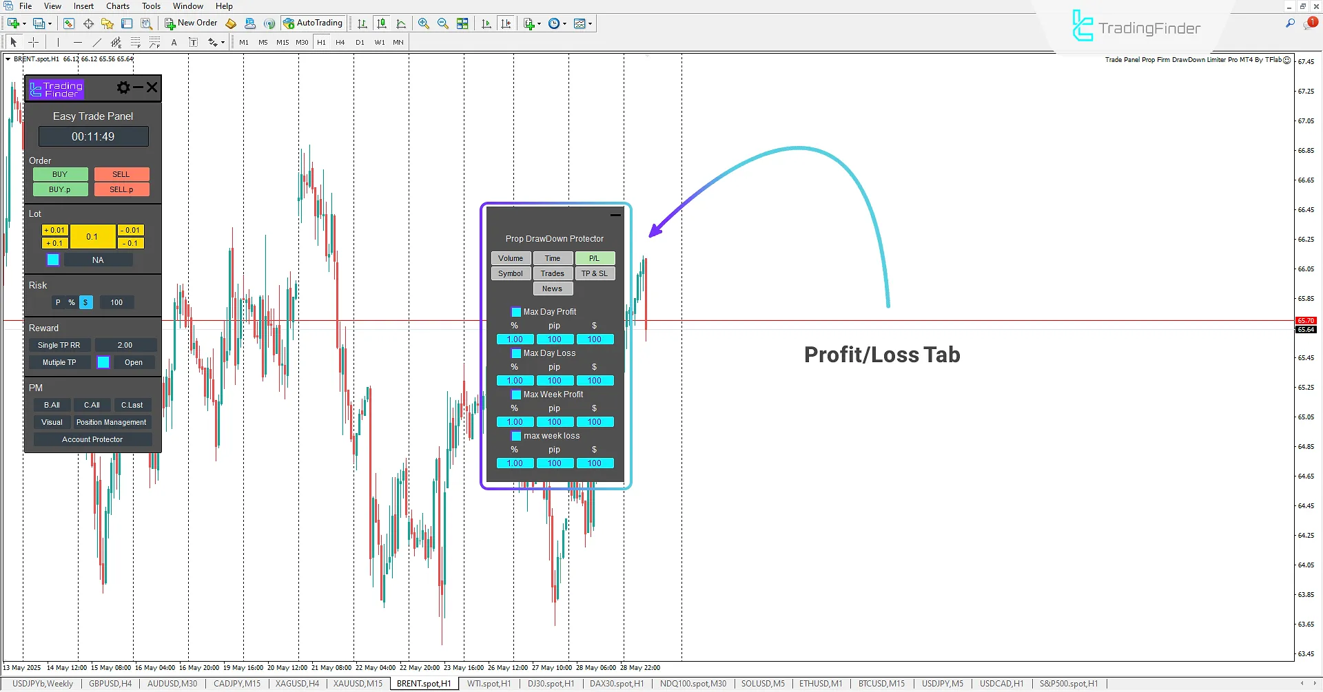 Profit/Loss (P/L) configuration tab