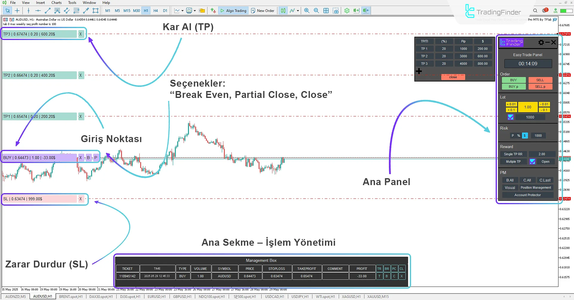 Expert kullanılarak alış işlemi gerçekleştirme