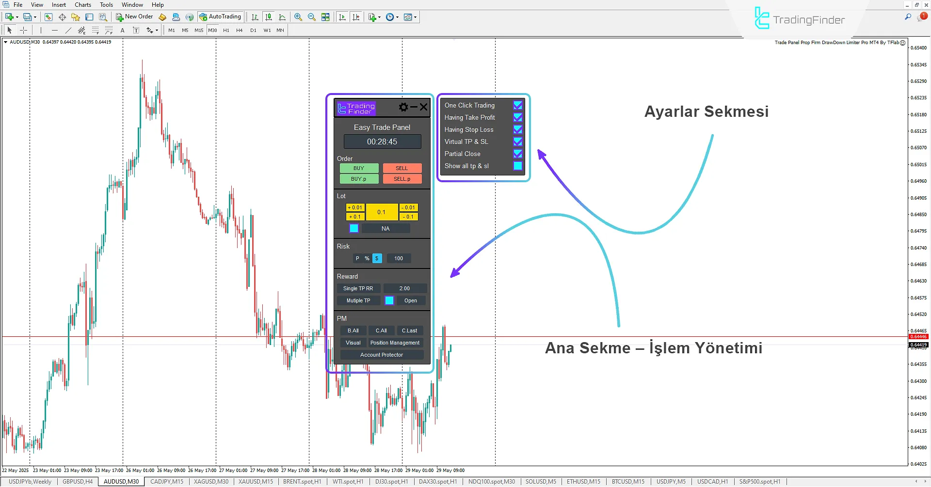 Expert paneli ve ayar ekranı