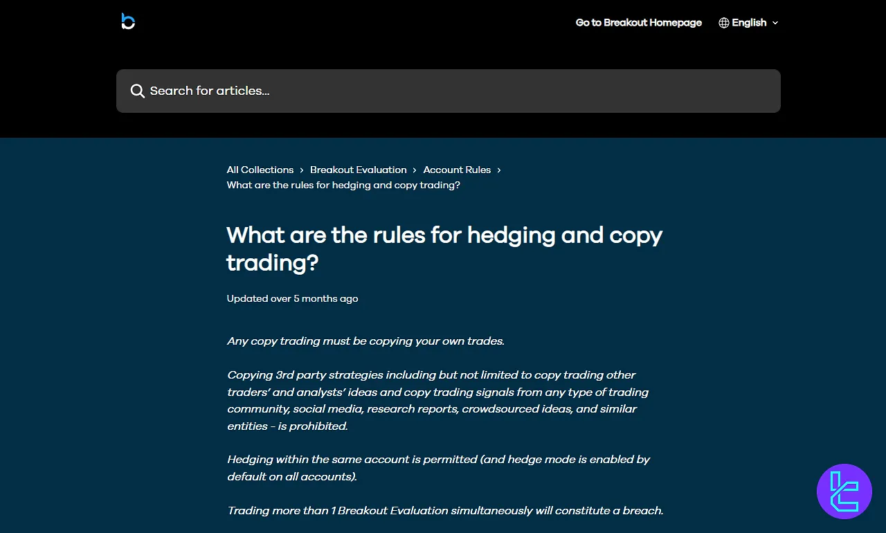 Breakout hedging rule