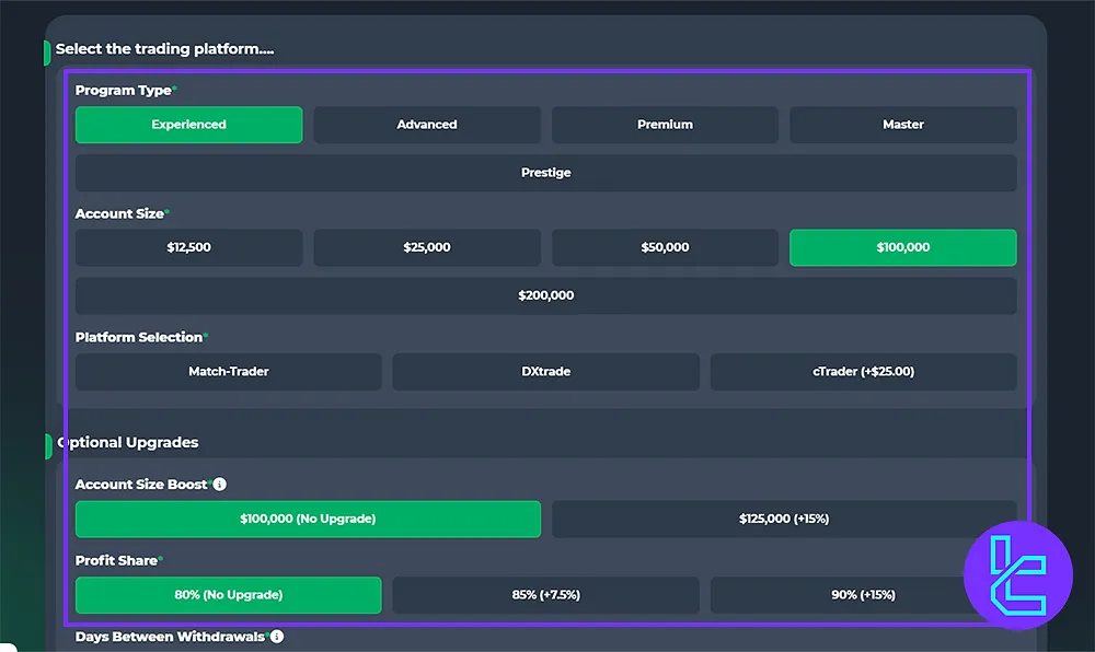 Funded Trading Plus Challenge Setup