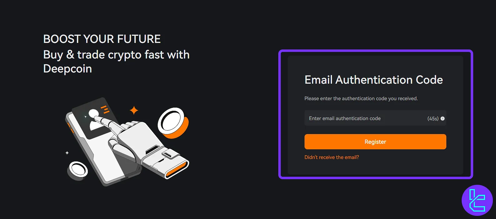 Deepcoin email verification
