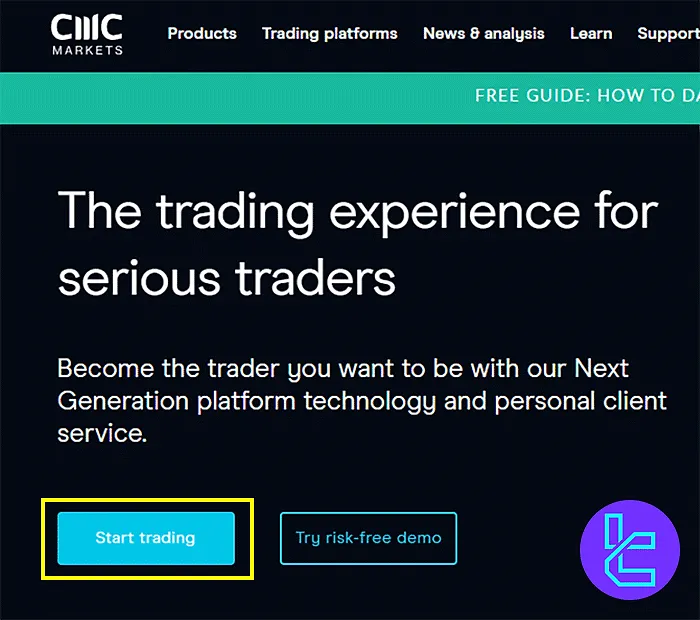 Entering the CMC Markets signup page
