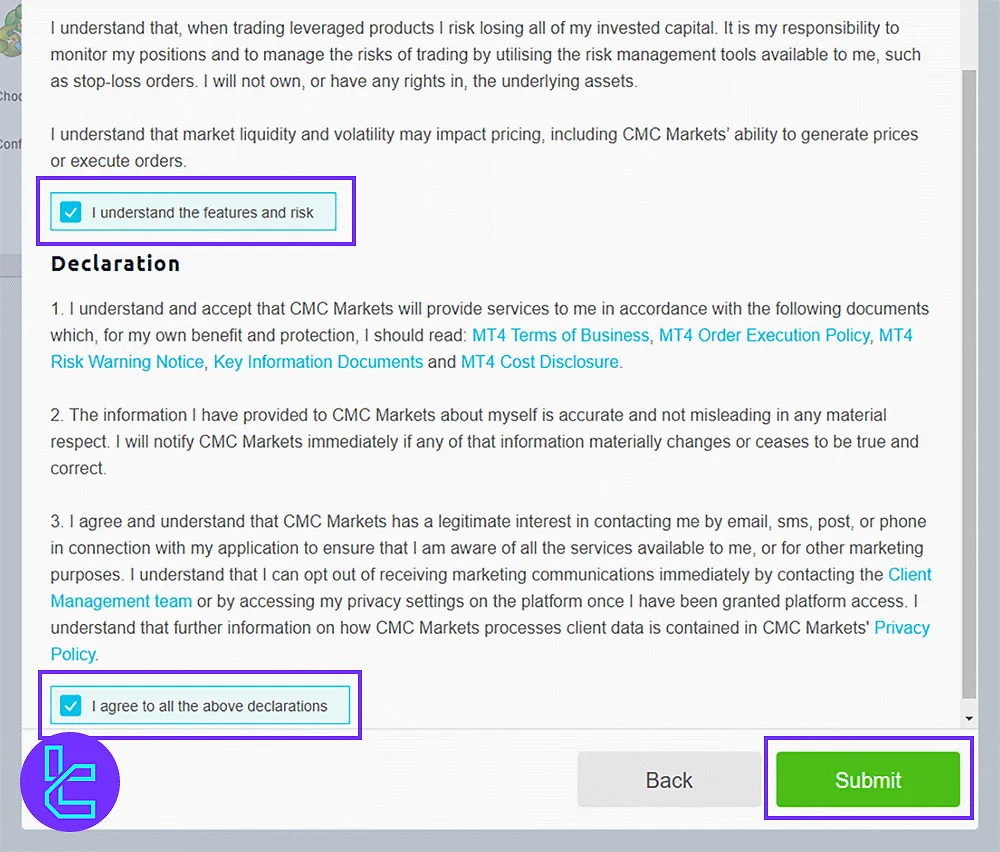 Agreeing to the CMC Markets Terms Before Registration