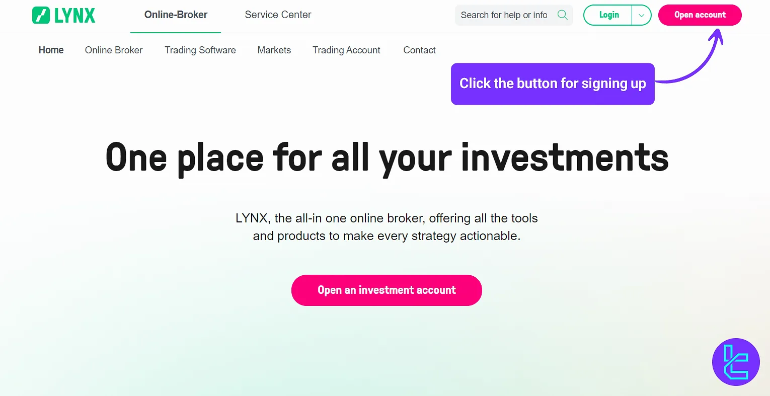 LYNX broker sign up button
