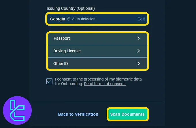 Bitfinex additional ID submission options for the KYC process