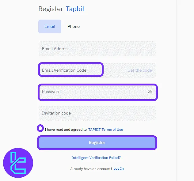 Tapbit OTP entry screen with password setup and referral code option