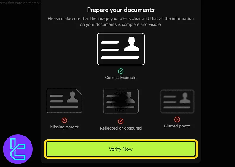 Upload section for ID credentials on the Bitunix