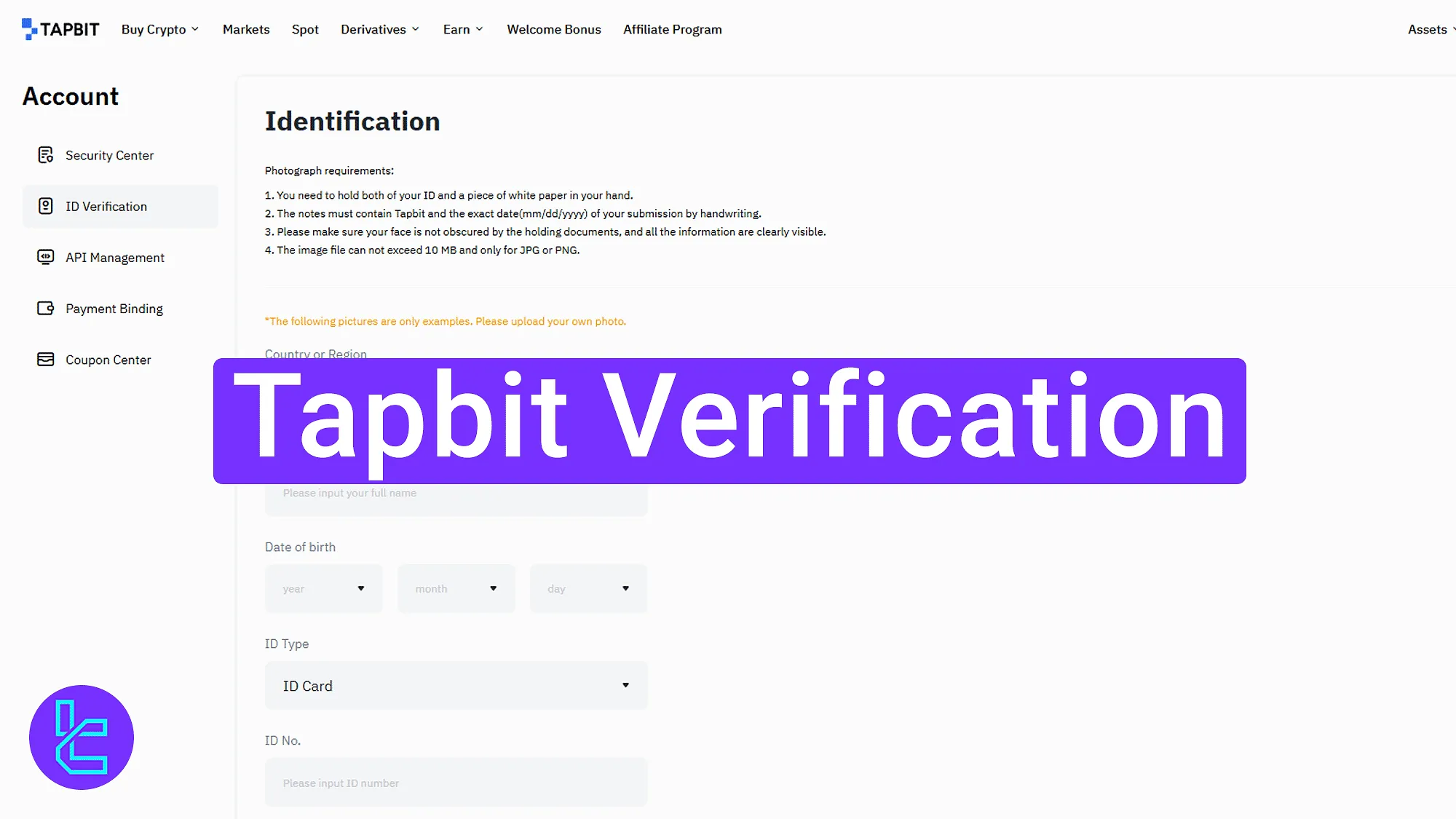 Overview of the Tapbit identity confirmation process
