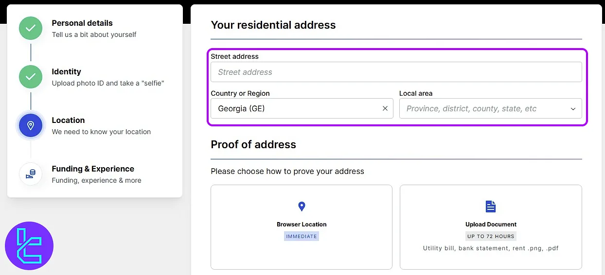 BitMEX account approval address options