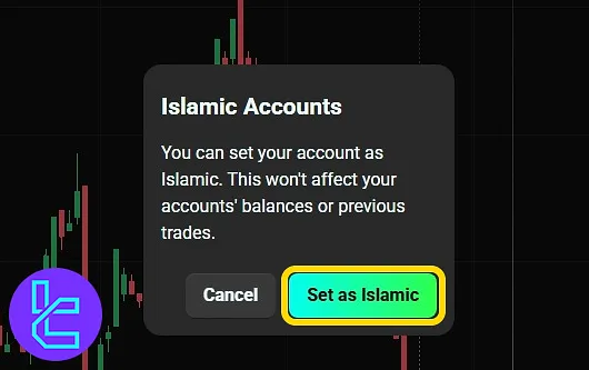 Set a swap-free feature for your selected account on the OlympTrade platform