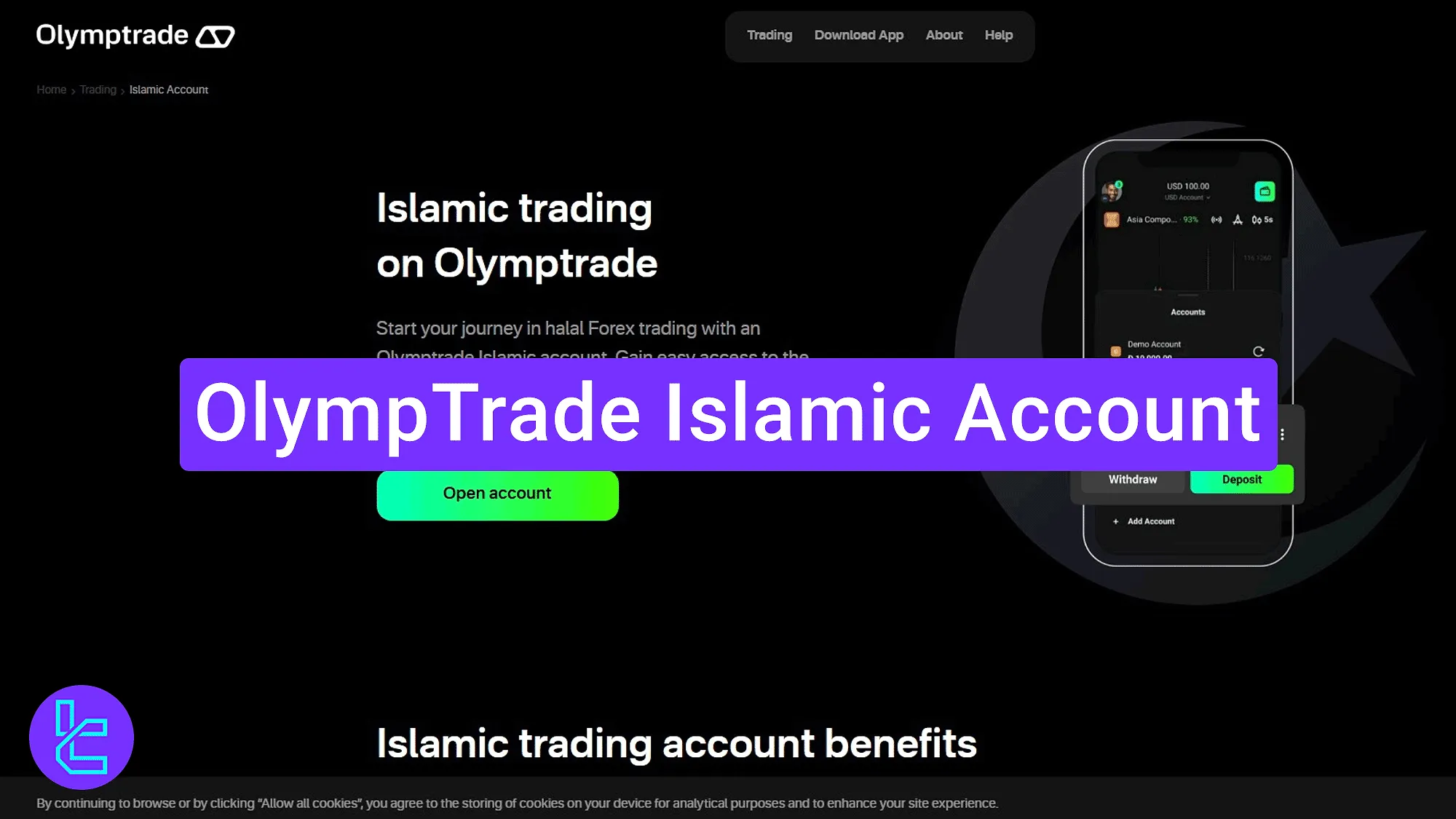 Key features of the OlympTrade swap-free account
